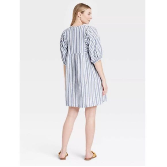Universal Thread Women’s blue striped balloon sleeve dress size M - Picture 2 of 6